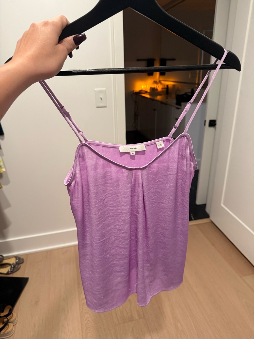 Vince Lavender Satin Spaghetti-Strap Tank